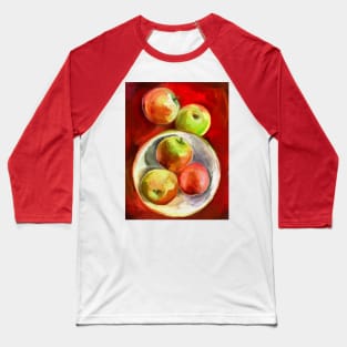 Apples on a Red Platter Baseball T-Shirt